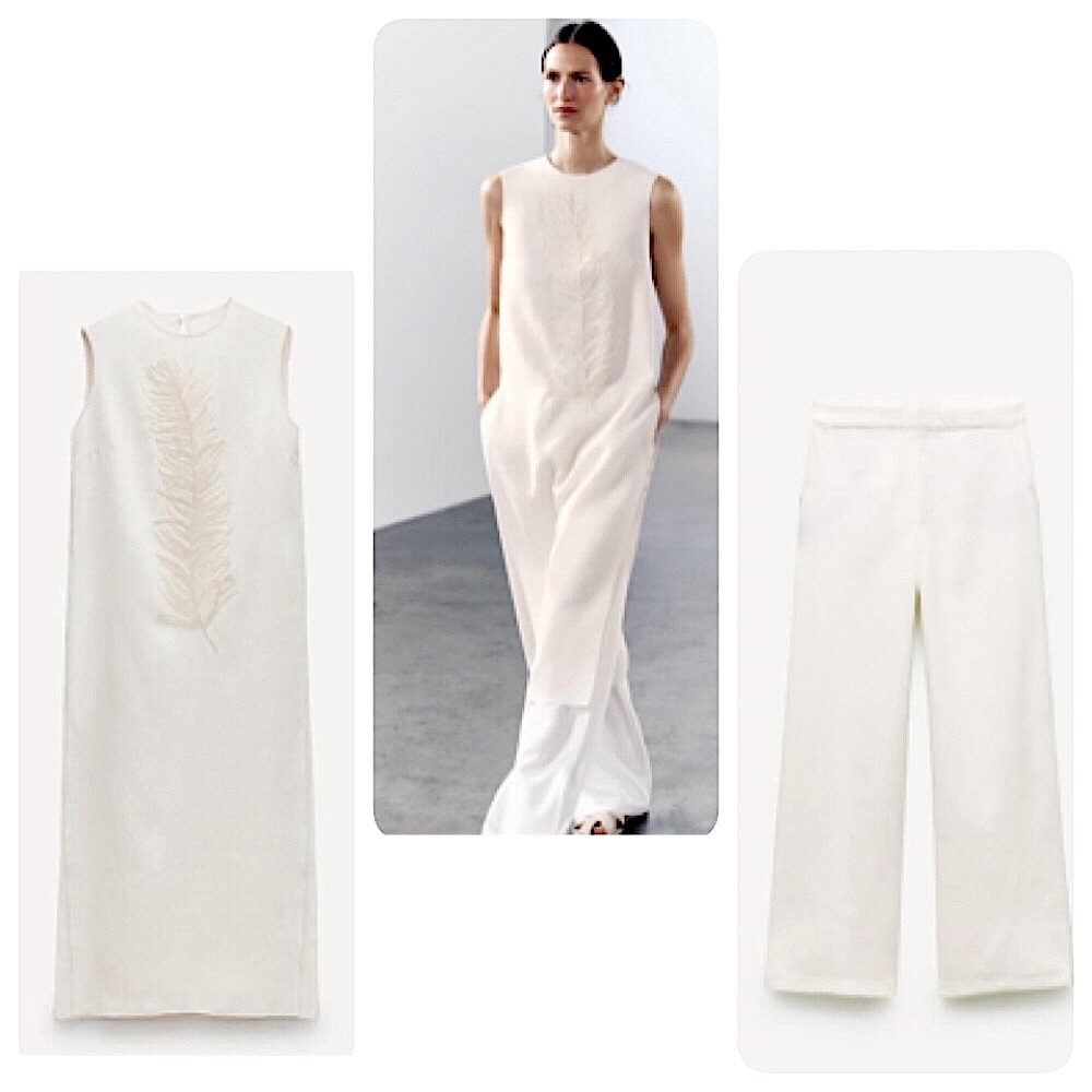 NWT Zara 2 Piece Embroidered Long Top and Matching Pants ZW Collection